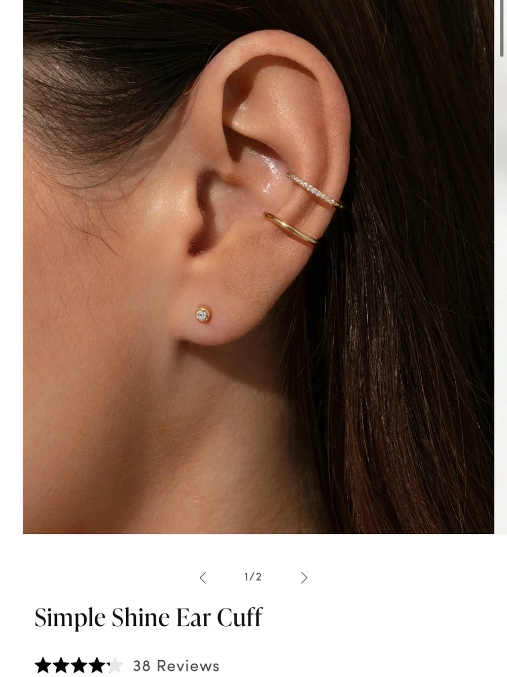 Uncommon James Gold Double Band Ear Cuff with Crystals